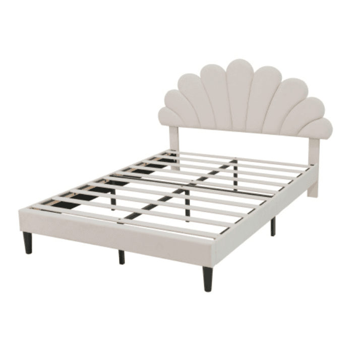 Transform Your Bedroom with a Chic Petal Velvet Bed Frame - Beige