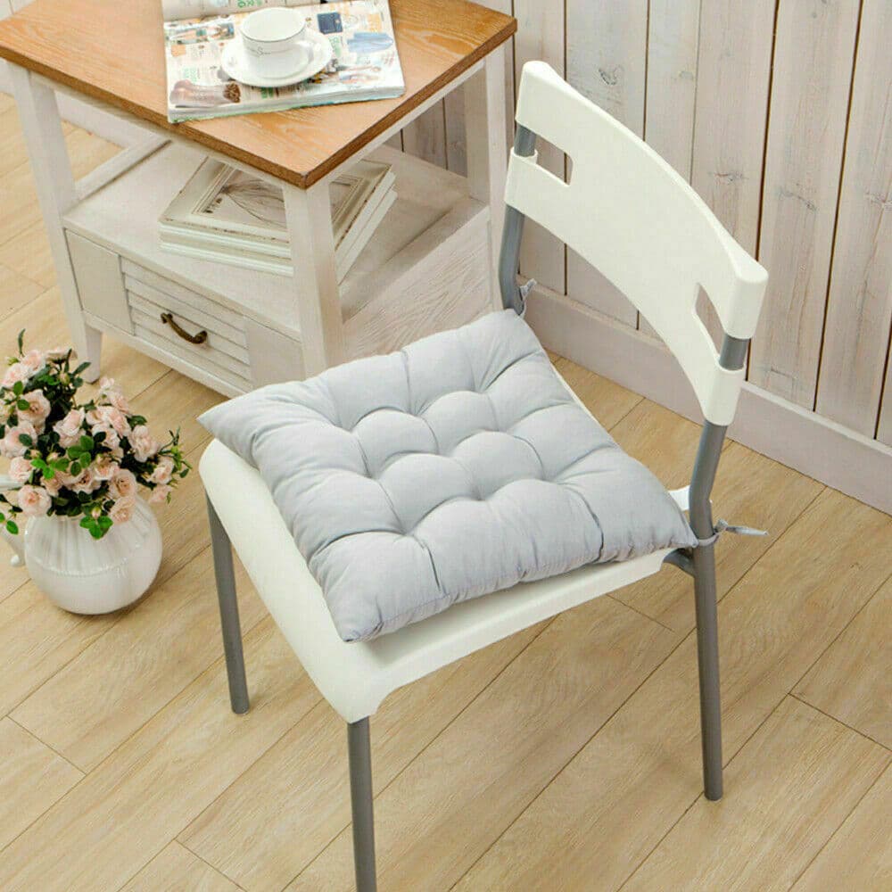 4-Pack Tufted Seat Cushions with Tie-On Fastening — Light Grey - image 14