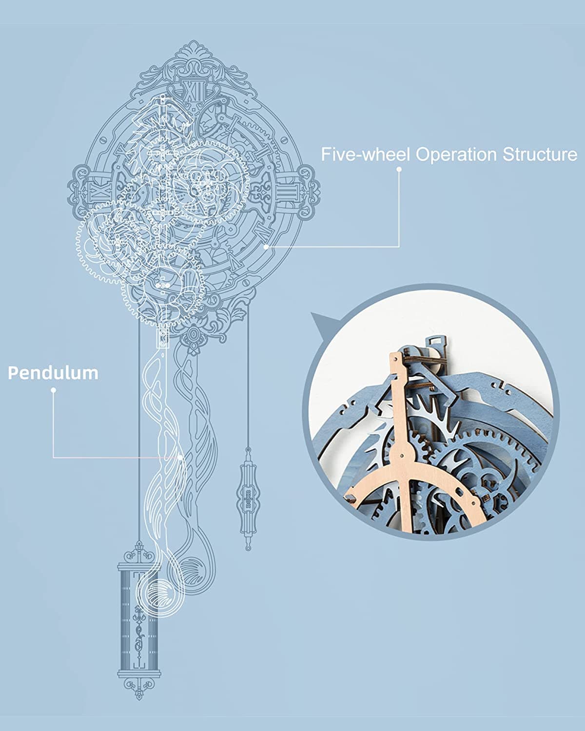 3D Wooden Puzzle: Functional "Romantic Notes" Wall Clock Kit - image 5