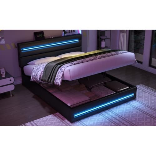 Smart King Size Ottoman Bed with LEDs, USB & Hydraulic Storage - image 18