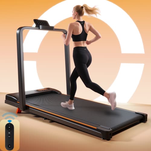 Compact Folding Treadmill with Adjustable Incline & Handrail