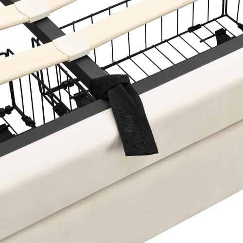 Elegant Cream Velvet Double Bed with Smart Under-Bed Storage - image 7