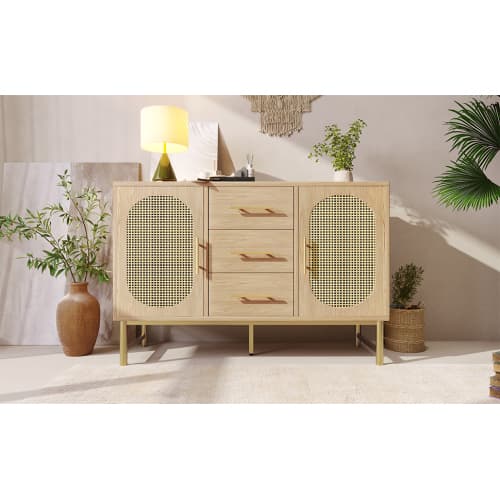 Oak Effect Rattan Sideboard with Ample Storage - image 5