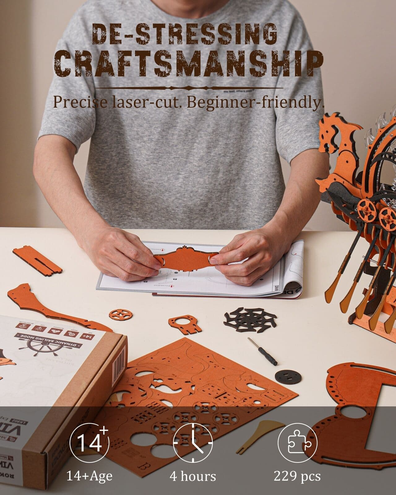 ROKR 3D Wooden Puzzle Model Kit - image 3