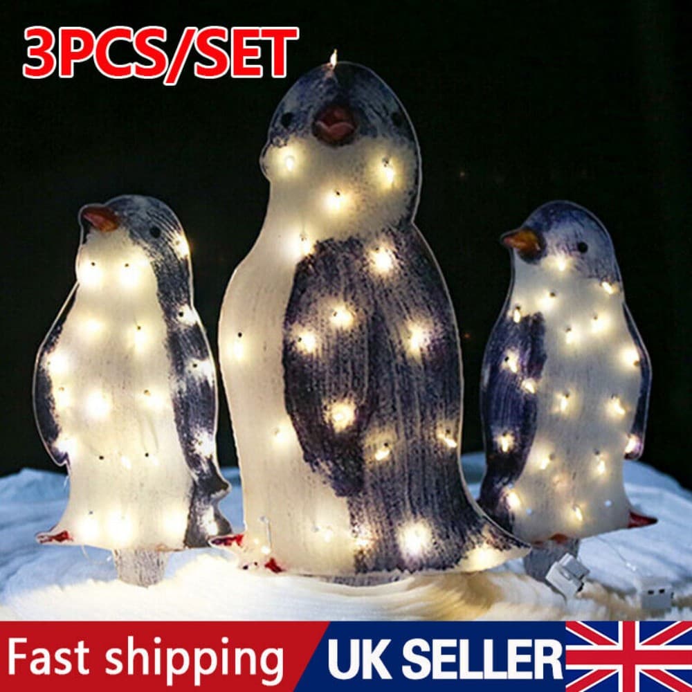 Set of 3 Light-Up Penguin Family Christmas Garden Ornaments - image 9
