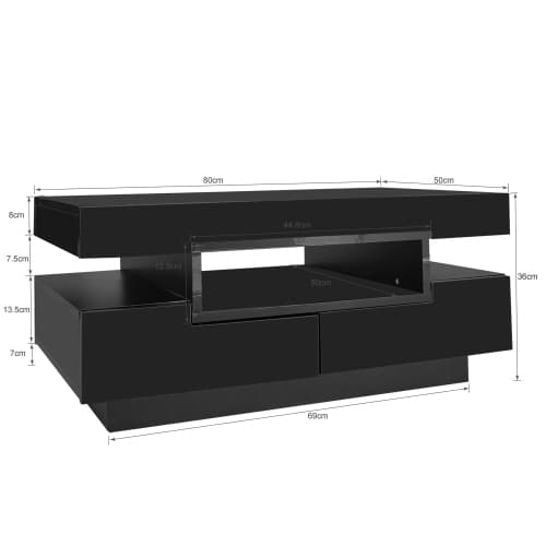 Modern Black Gloss Coffee Table with LED Lighting and Storage - image 8
