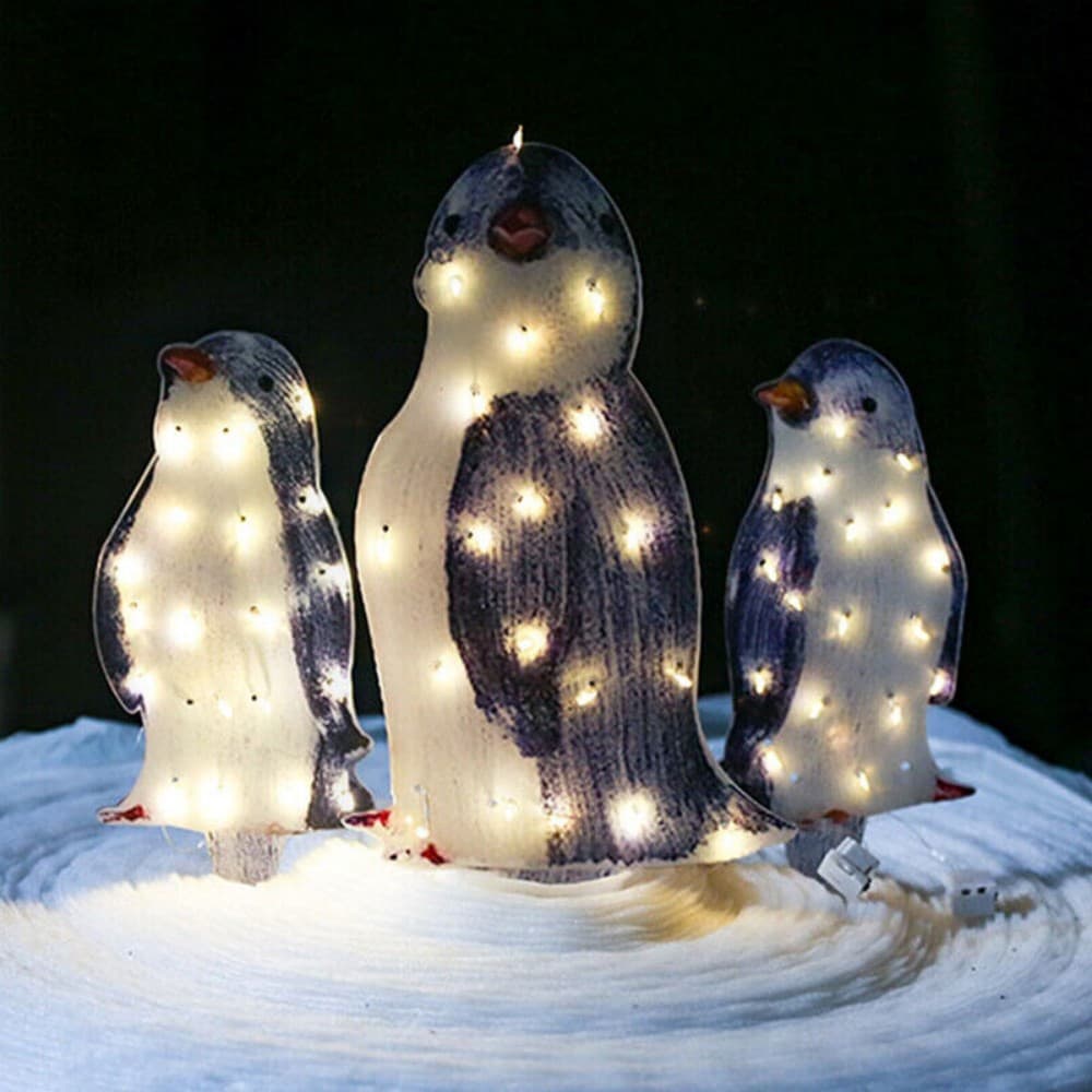 Set of 3 Light-Up Penguin Family Christmas Garden Ornaments - image 11