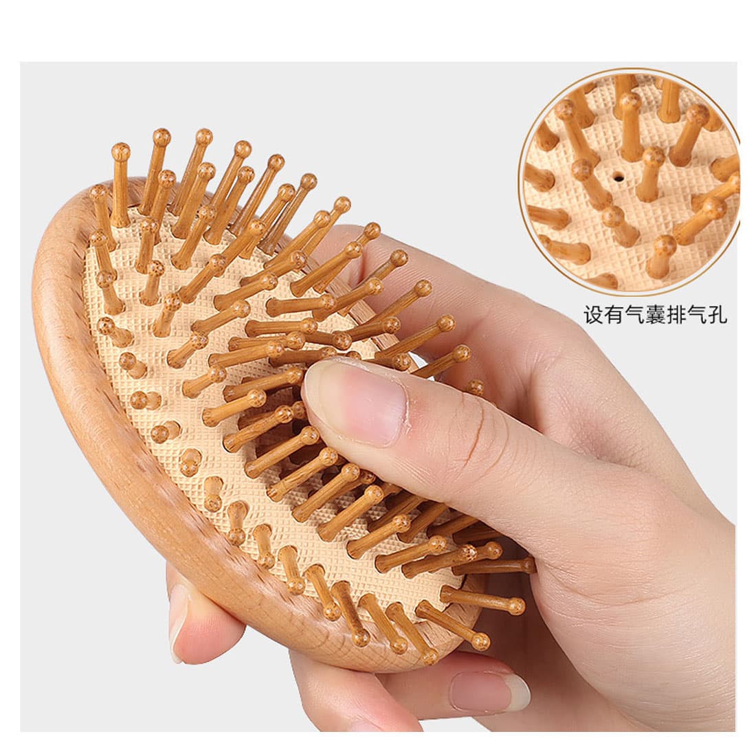 Natural Wood Air Cushion Brush for Scalp Massage - image 12