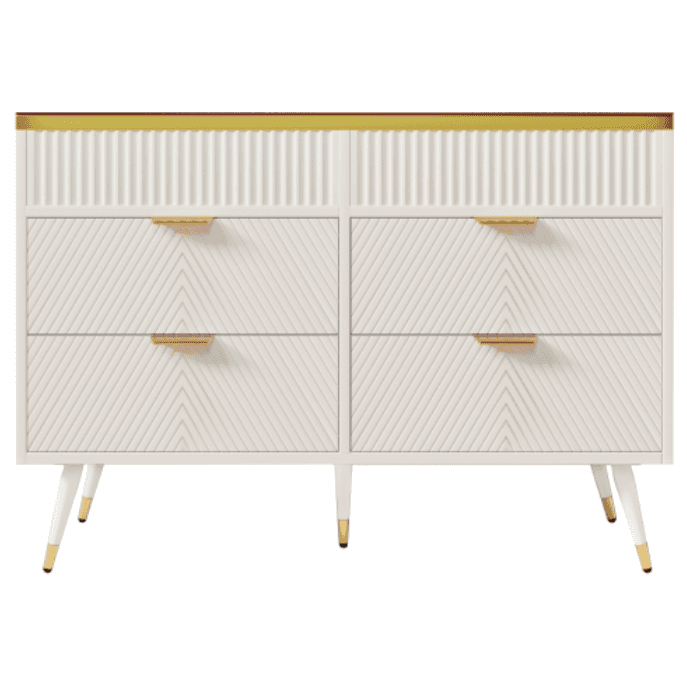 Contemporary White 6-Drawer Sideboard Cabinet - image 28