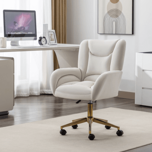Elevate Your Home Office with a Chic Ivory Velvet Chair - image 4