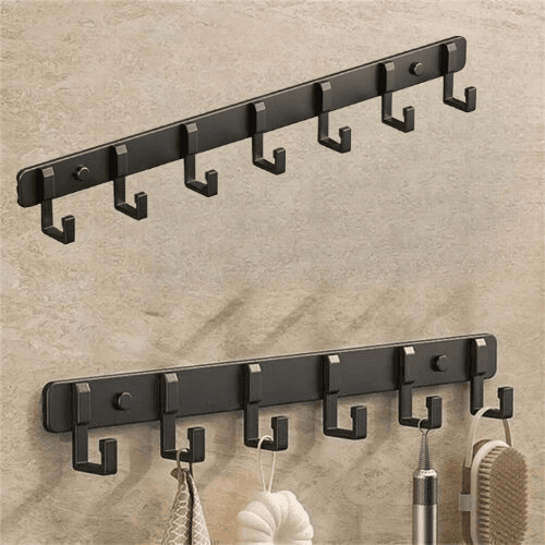 7-Hook Aluminium Wall Rack with Modern Slim Profile - image 3