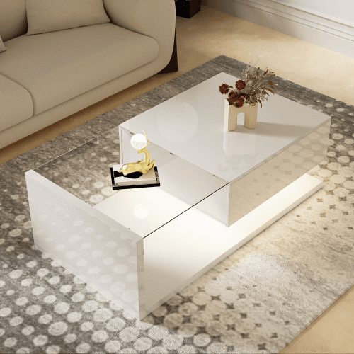 Modern High Gloss Coffee Table with 16-Colour LED Lighting - image 17