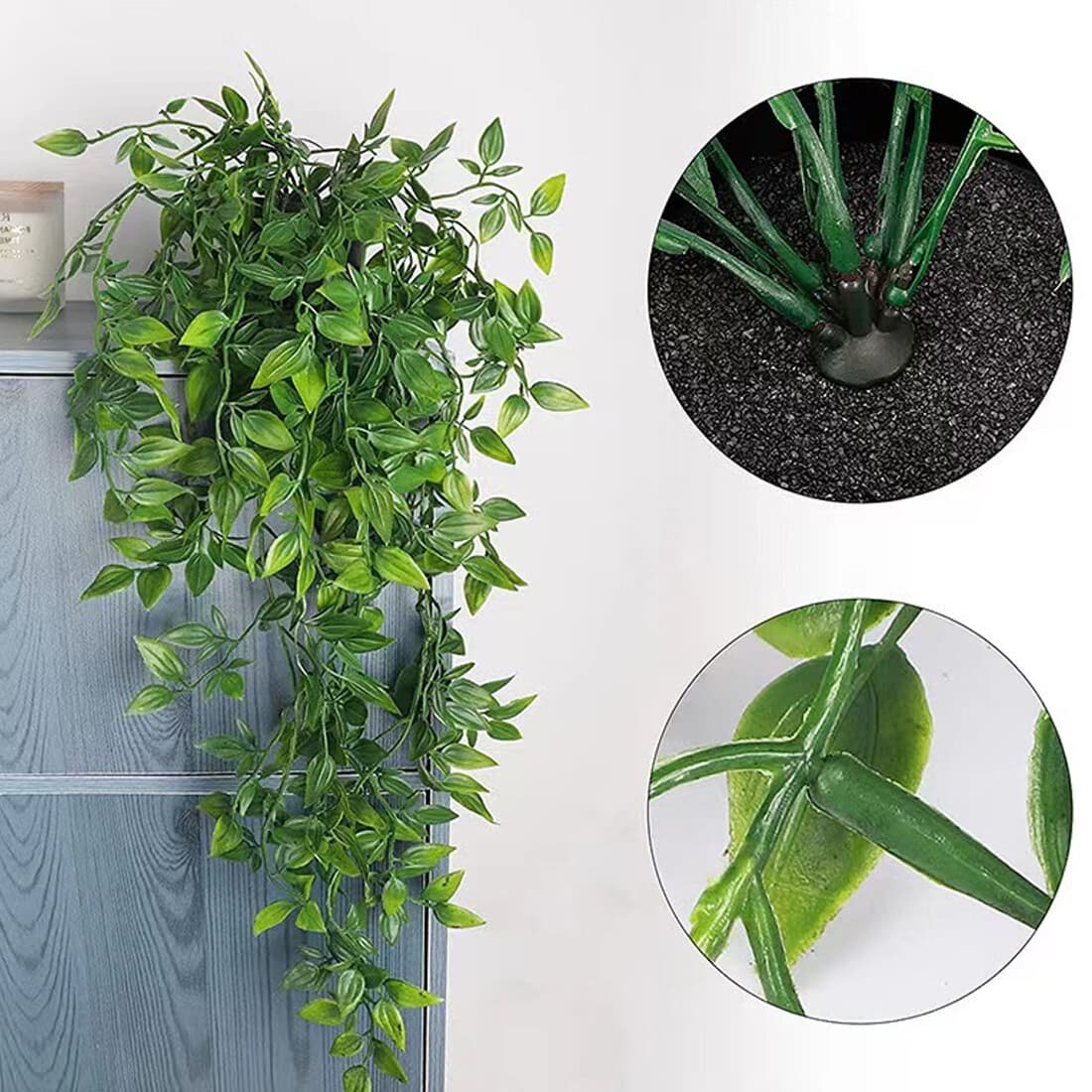 Set of 3 Realistic Artificial Hanging Plants - image 3