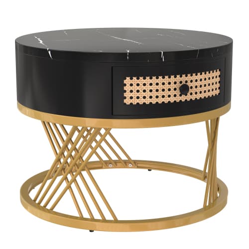 Set of 2 Round Nesting Coffee Tables with Gold Legs & Storage - image 11