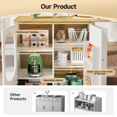 360° Rotating Bar Table with Storage, White - image 1