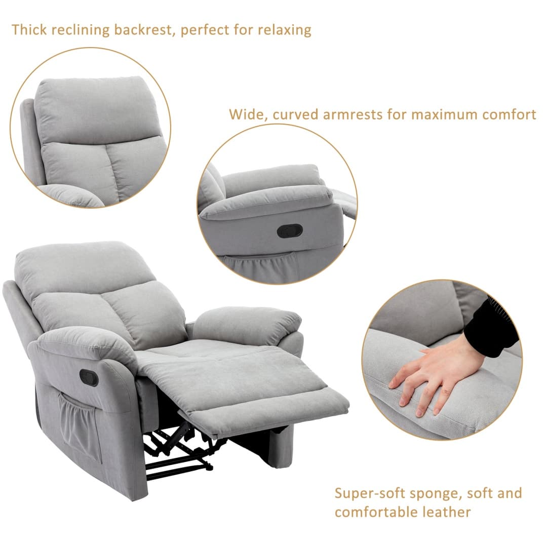 Comfortable Fabric Recliner Armchair with Adjustable Footrest - image 10