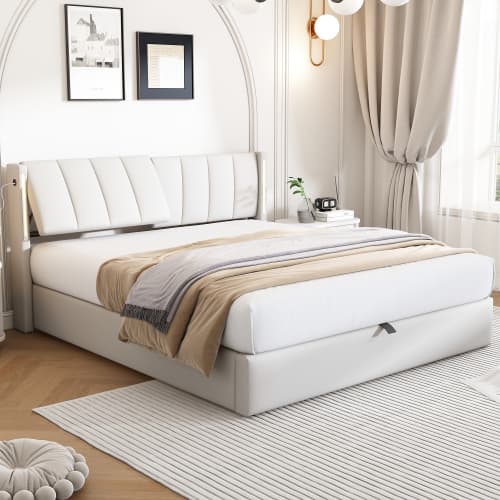 Modern King Size Ottoman Bed with LED Lighting and USB Charging - image 4