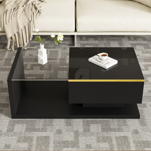 Modern High Gloss Coffee Table with Glass Top and LED Lighting - image 16