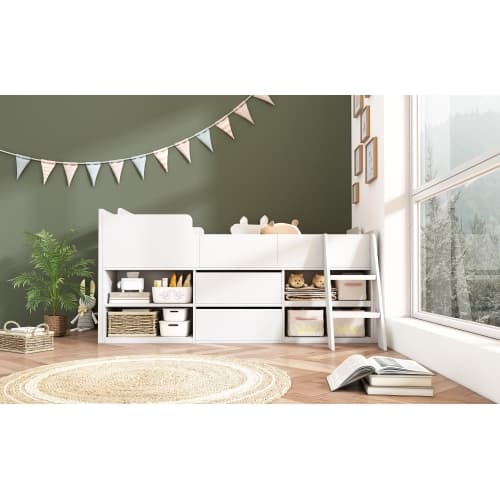 Children's White Mid Sleeper Bed with Drawers & Shelves - image 26