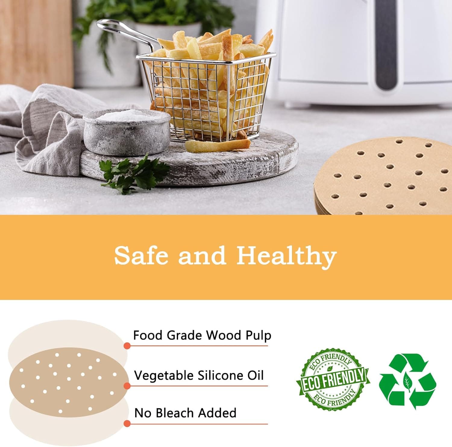 Perforated Air Fryer Liners — 100 Unbleached Parchment Rounds, 7in - image 15