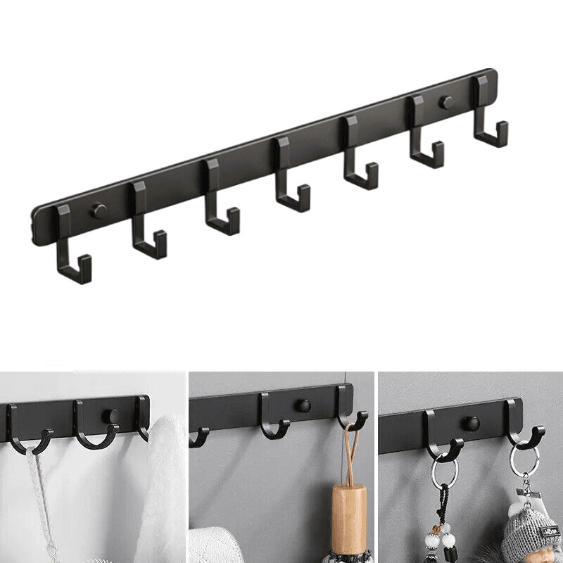 7-Hook Aluminium Wall Rack with Modern Slim Profile - image 1