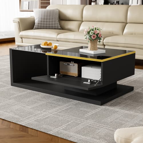 Modern High Gloss Coffee Table with Glass Top and LED Lighting - image 18