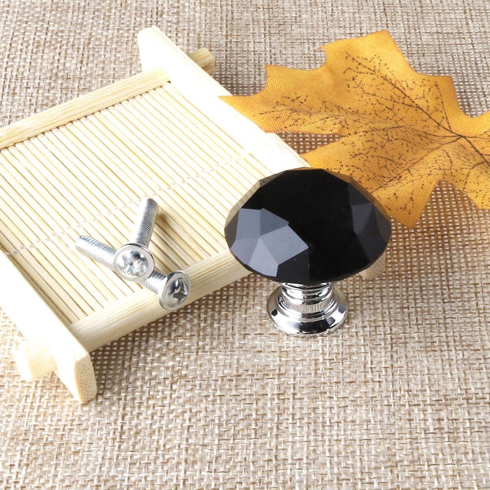 Black Faceted Crystal Ball Cabinet Knobs Set of 8 - image 11