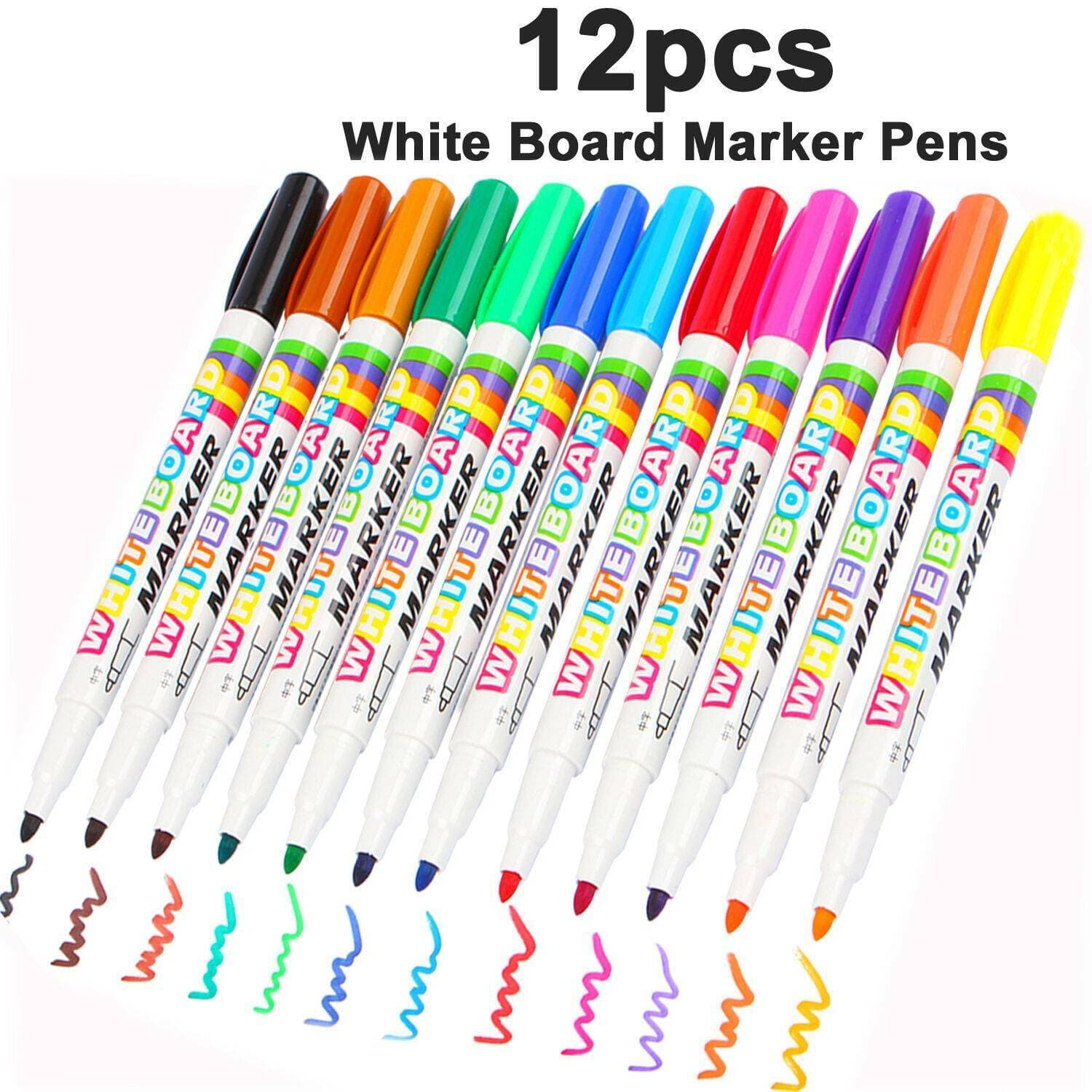 12-Pack of Assorted Colour Dry Wipe Markers