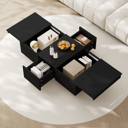 White High Gloss Coffee Table with Hidden Storage - image 10