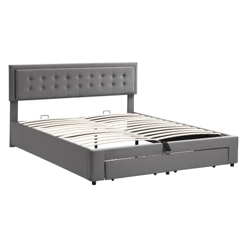 Super King (6ft) Ottoman Bed in Grey Velvet with Storage - image 14