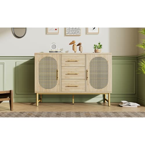 Oak Effect Rattan Sideboard with Ample Storage - image 27