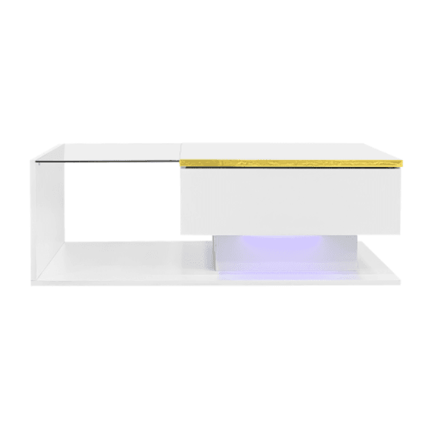 Modern High Gloss Coffee Table with Glass Top and LED Lighting - image 29