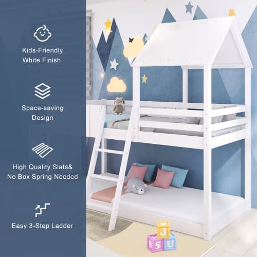 Solid Wood Treehouse Mid-Sleeper Cabin Bed for Kids - image 2