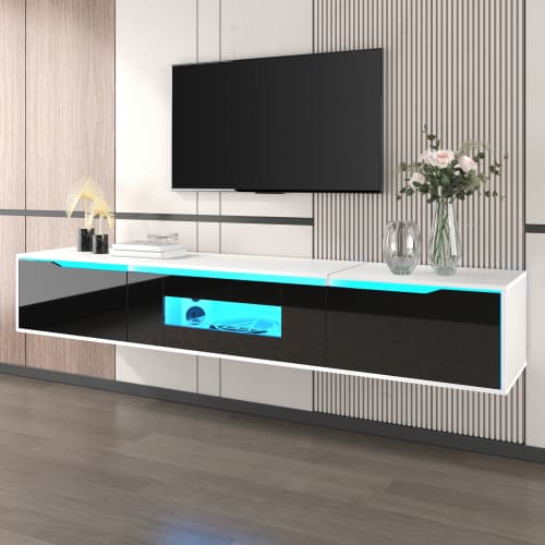 High Gloss TV Unit with Colour-Changing LED Lighting
