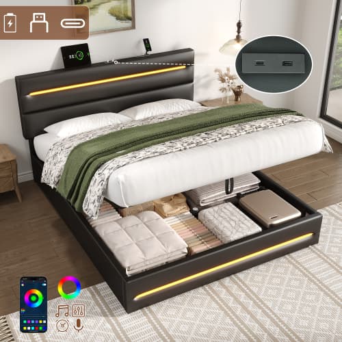 Smart King Size Ottoman Bed with LEDs, USB & Hydraulic Storage - image 14