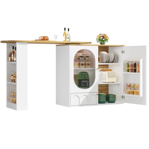 360° Rotating Bar Table with Storage, White - image 22