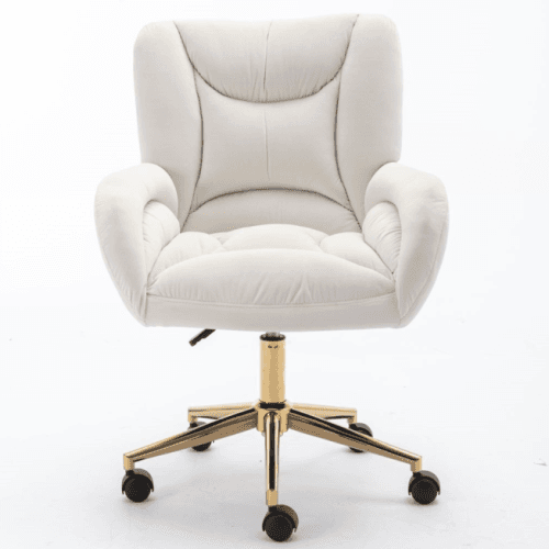 Elevate Your Home Office with a Chic Ivory Velvet Chair