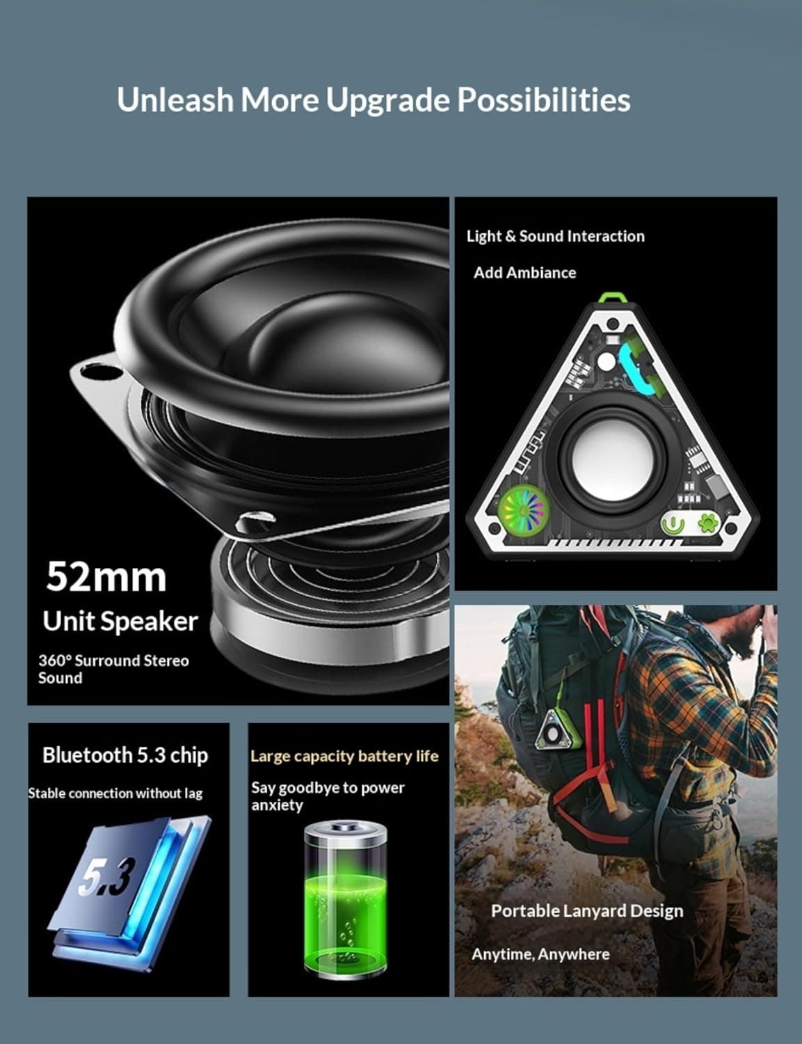 Compact Triangle Bluetooth Speaker with Built-In LED Glow - image 13