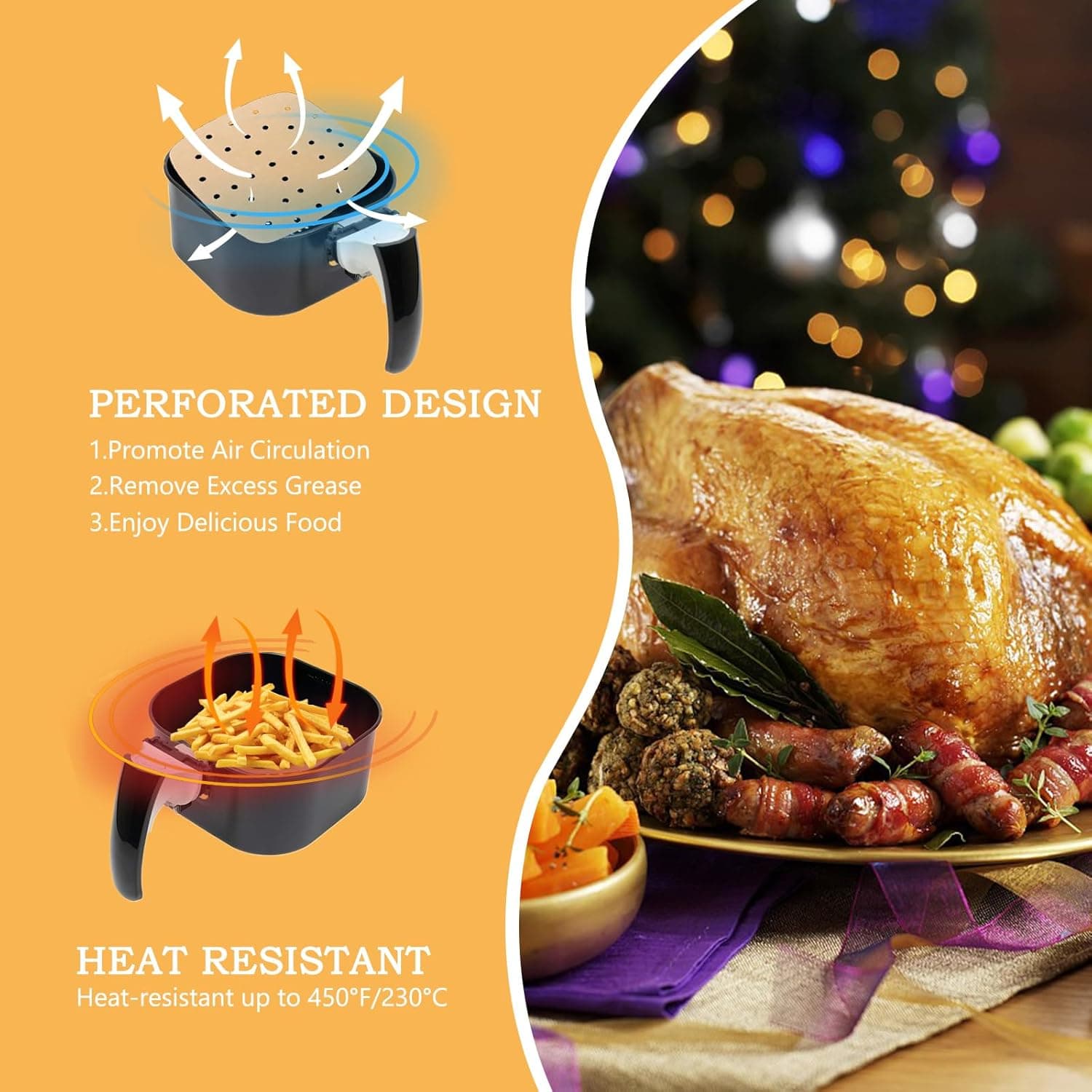 Perforated Air Fryer Liners — 100 Unbleached Parchment Rounds, 7in - image 12