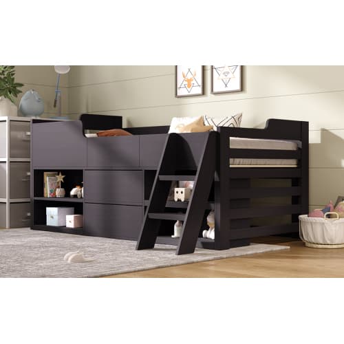 Children's White Mid Sleeper Bed with Drawers & Shelves - image 48