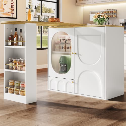 360° Rotating Bar Table with Storage, White - image 11