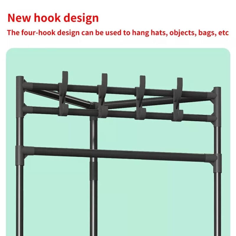 Corner Hall Tree with 3 Storage Shelves — 180cm Metal Coat Rack - image 16