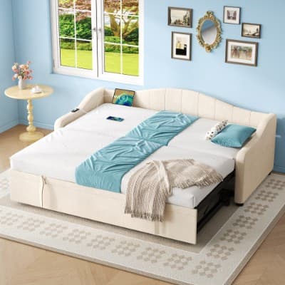 Transform Your Space with a 3-in-1 Velvet Sofa & Daybed - Beige