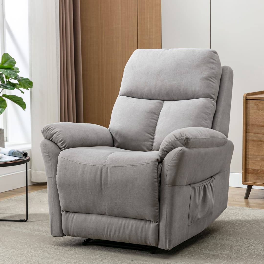 Comfortable Fabric Recliner Armchair with Adjustable Footrest - image 21