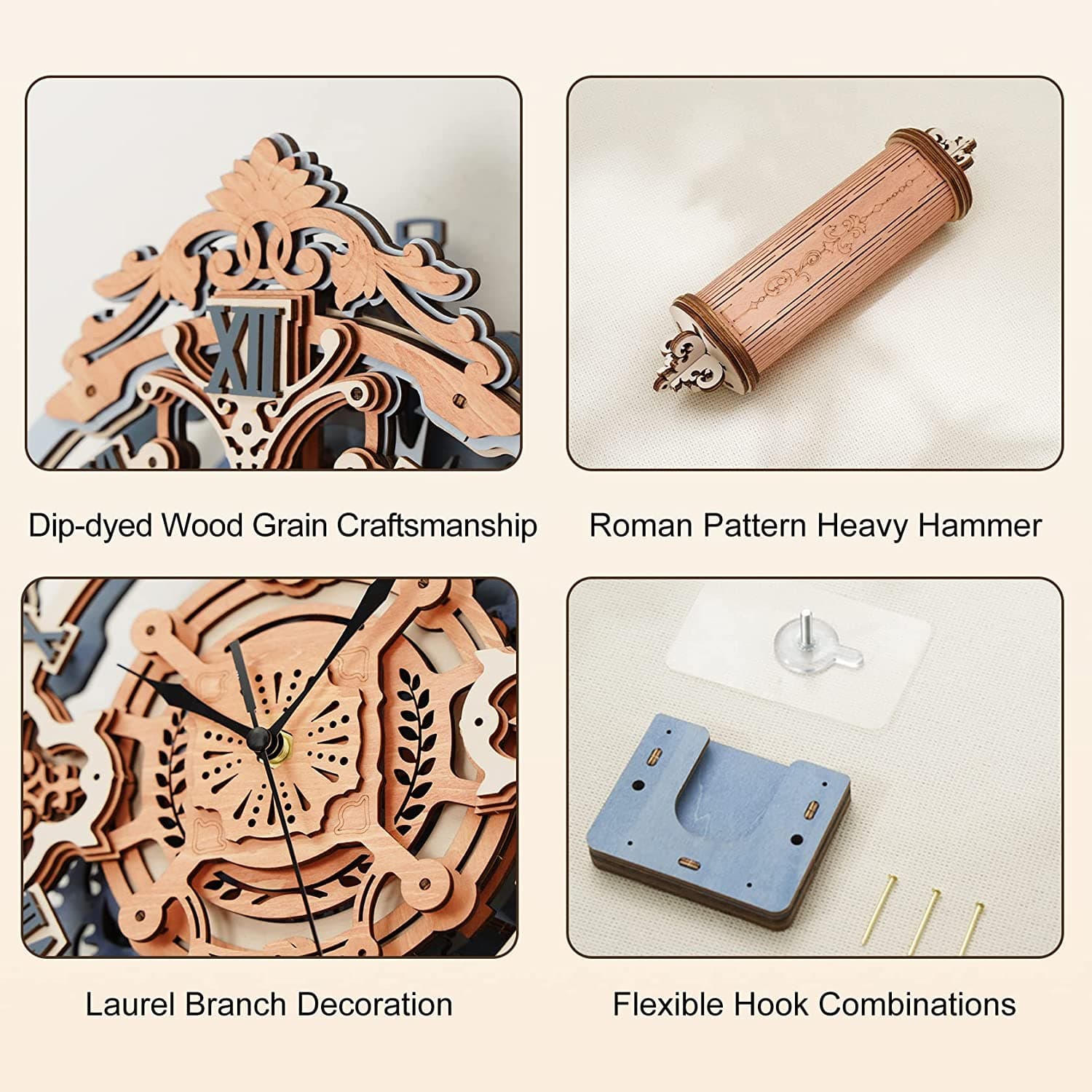 3D Wooden Puzzle: Functional "Romantic Notes" Wall Clock Kit - image 7