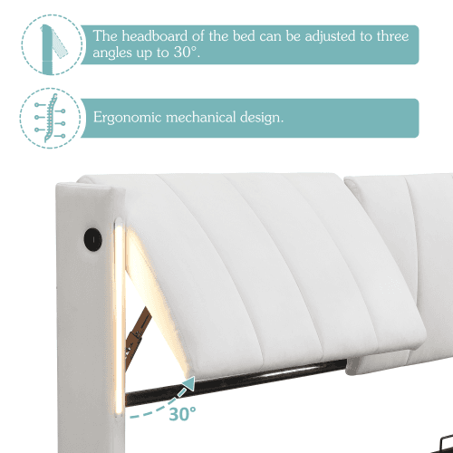 Modern King Size Ottoman Bed with LED Lighting and USB Charging - image 8