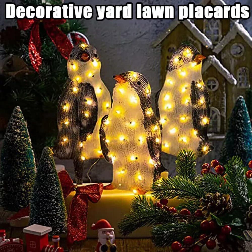 Set of 3 Light-Up Penguin Family Christmas Garden Ornaments - image 8