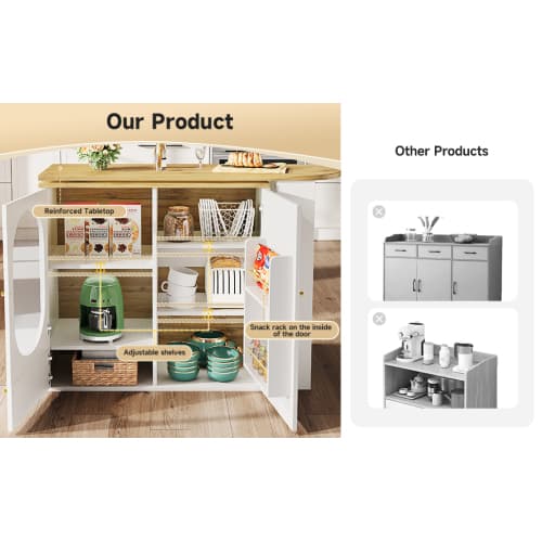 360° Rotating Bar Table with Storage, White - image 16