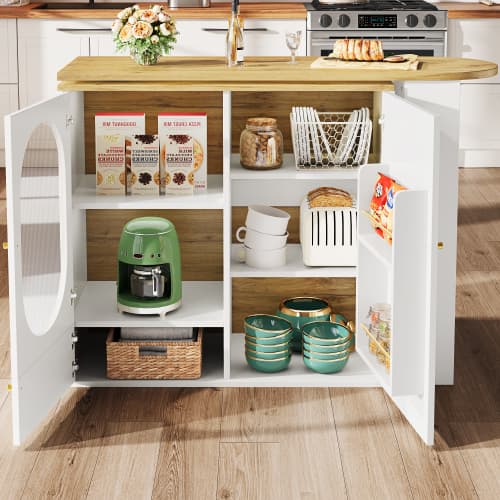 360° Rotating Bar Table with Storage, White - image 13