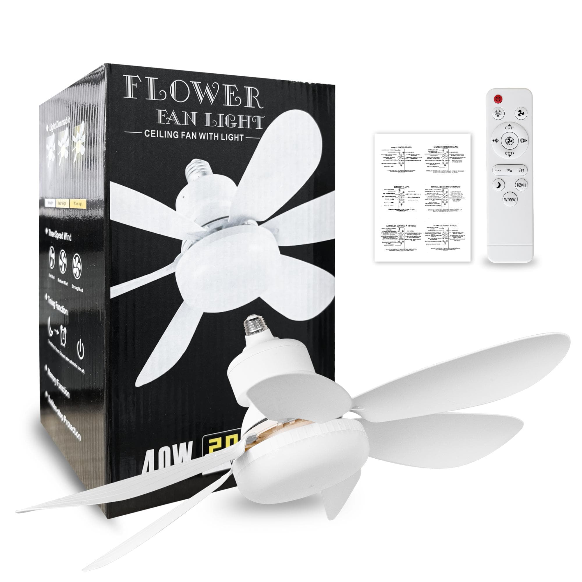 Transform Your Space with this Dimmable E27 LED Fan Light - Default